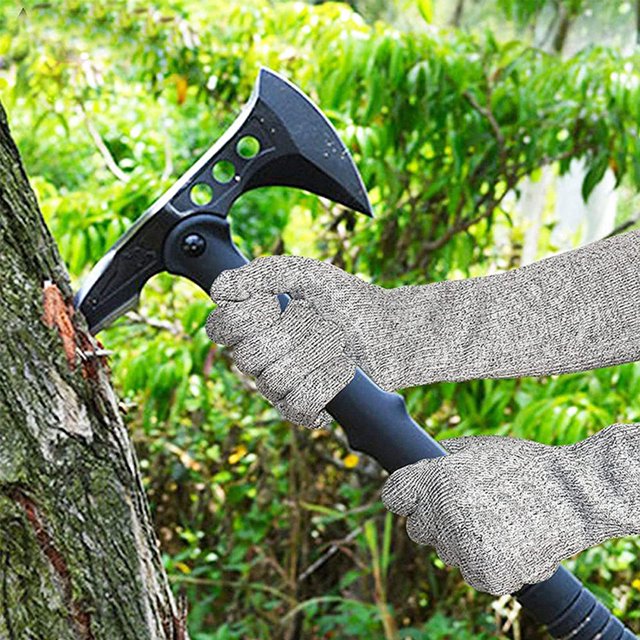 Guantes resistentes a cortes para hombres y mujeres, mangas protectoras transpirables antiabrasión para brazos para acampar, trabajo agrícola, patio, Medio Soledad Guantes resistentes a cortes