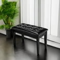 thumbnail image 2 of Wooden Double/Duet Piano Bench with Storage and Thick Cushion Faux Leather Padded Piano Stool Artist Duet Seat- Black, 2 of 10