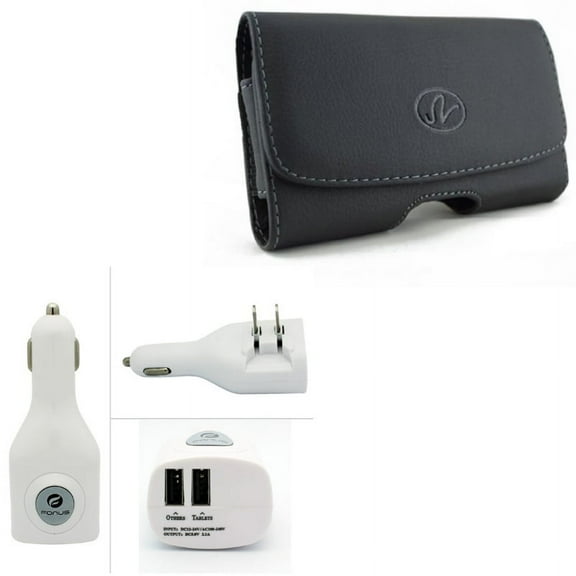 Case Belt Clip & Car Home Charger for iPhone XS Max 13 Pro Max 12 Pro Max 11 Pro Max ONLY - Leather Swivel Holster Loops   2-Port USB 2-in-1 Power Adapter Combo