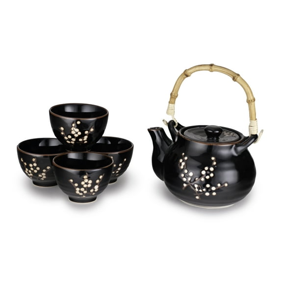 Cherry Blossom Ceramic Tea Pot and Cups Set Serves 4