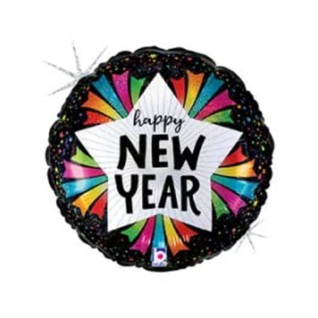 18" HAPPY NEW YEAR Banner Burst Balloon • Party Supplies Decorations Foil Mylar Balloon