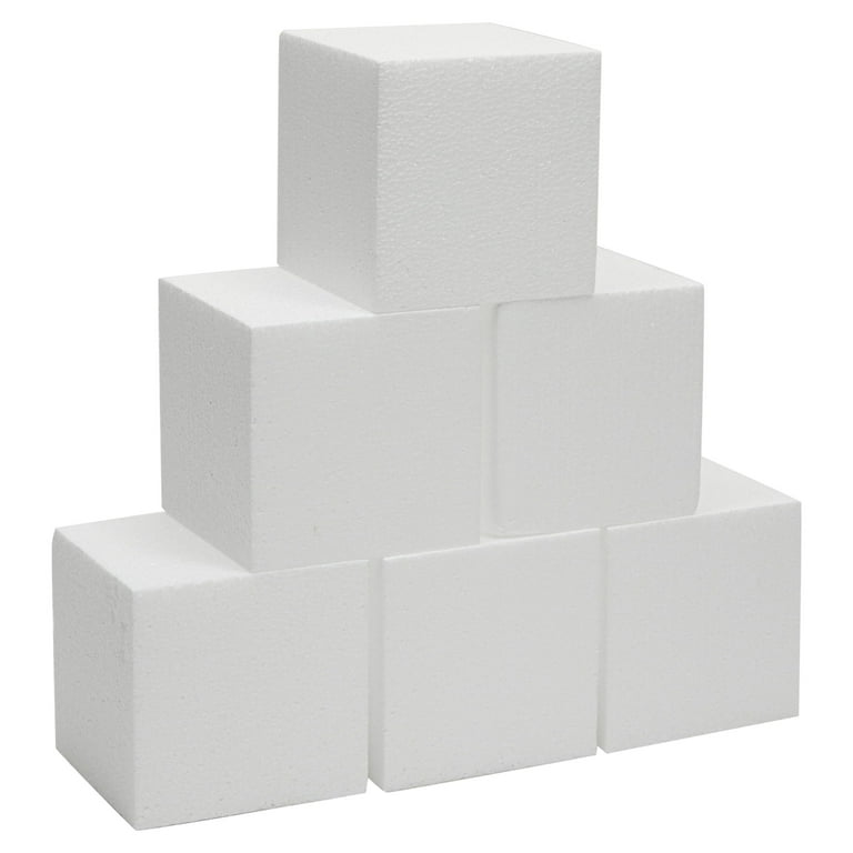 White Foam Blocks for Crafts (4 x 4 x 1 in, 40 Pack