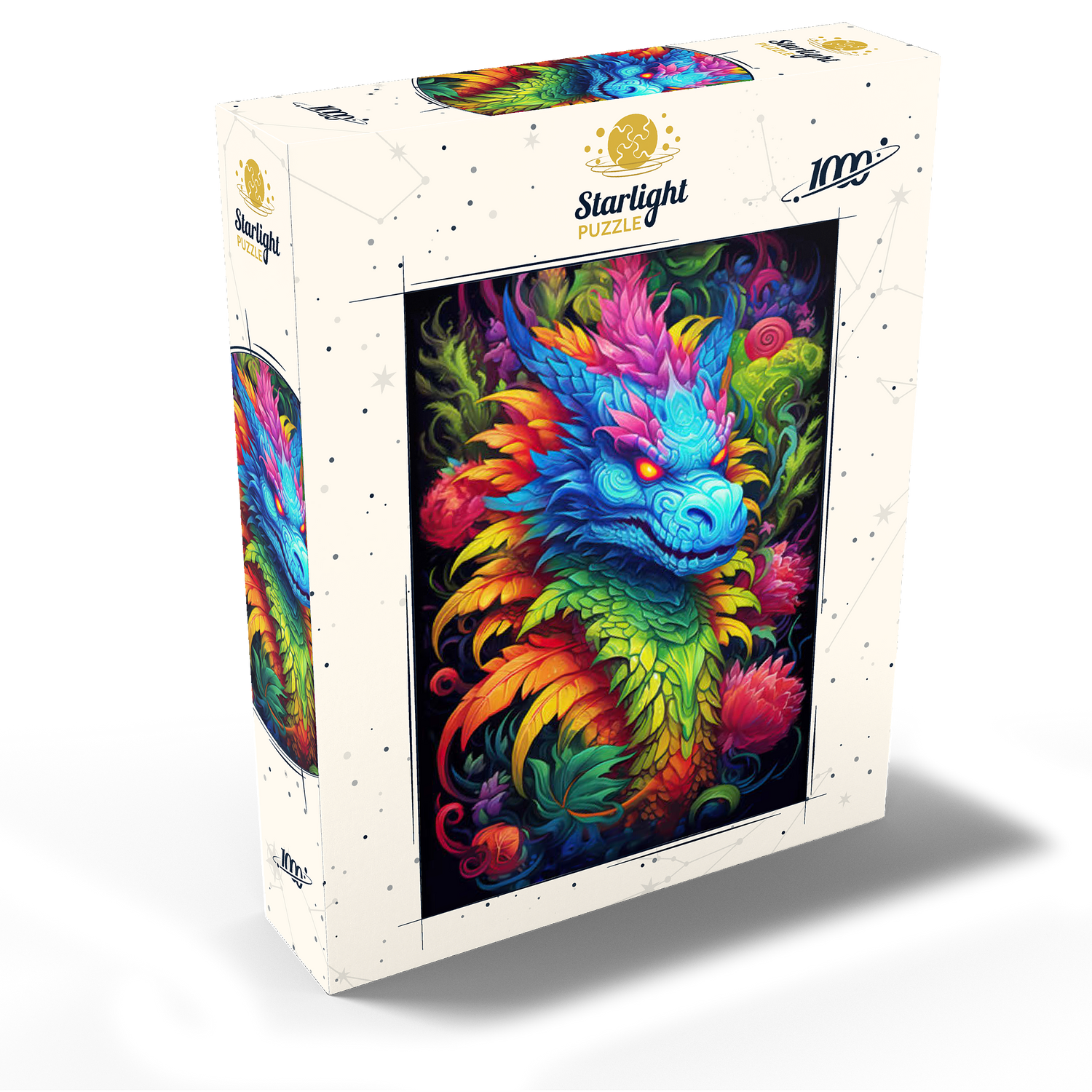 MyPuzzle - Vibrant Fantasy Dragon With Lush Foliage - Premium 1000 Piece Jigsaw Puzzle for Adults