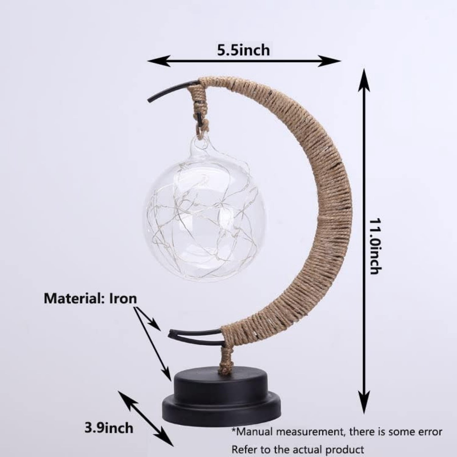Iron Night Light, Magic Star Moon Light, LED Decorative Light for Parties, Weddings, bedrooms and Many Other Occasions, USB Port, 11 x 6 x 6 inches