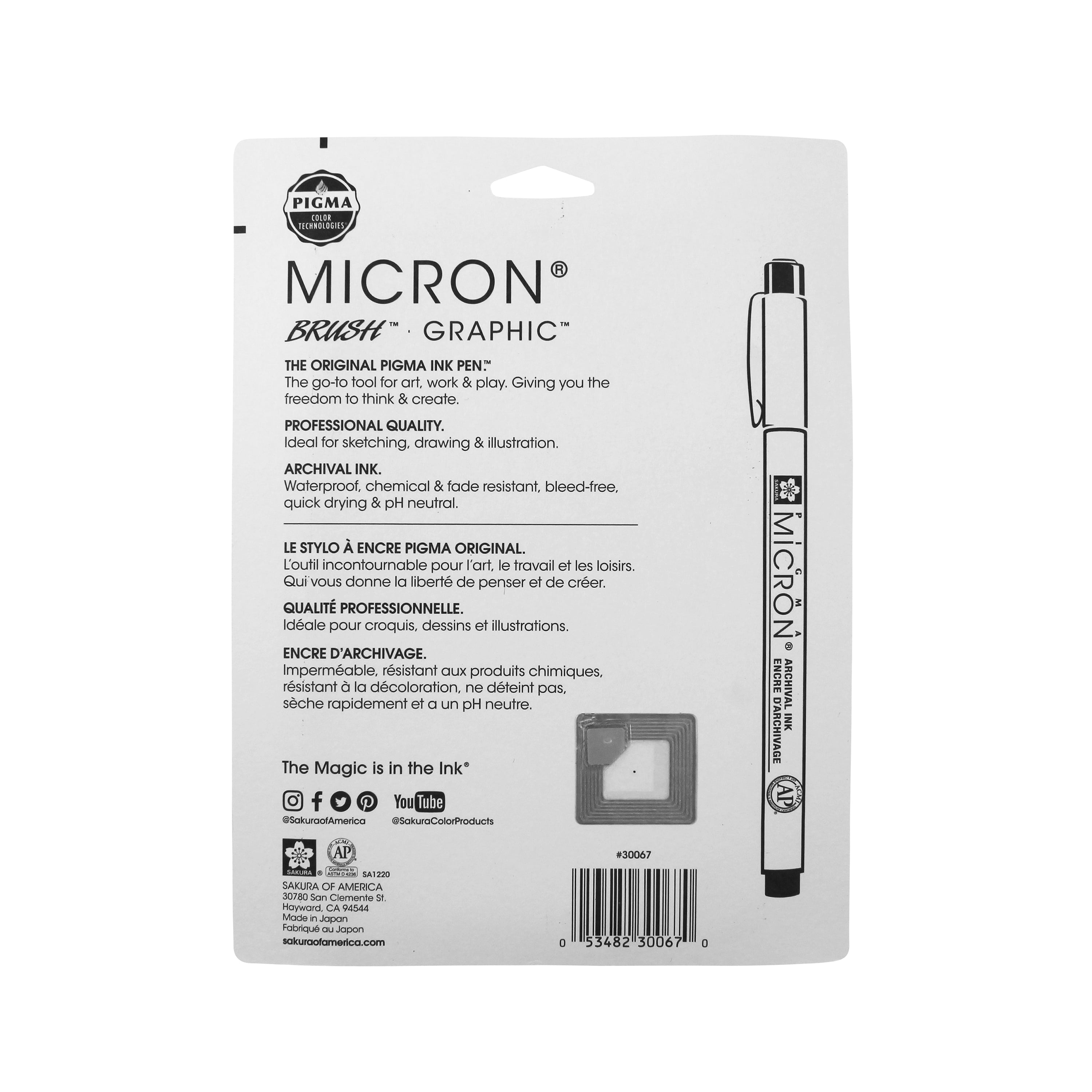Pigma Micron Pens - Black, Sizes 08-12, Set of 3