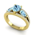 thumbnail image 3 of Diamond-Capitals 2.00 Carat Pear Cut Aquamarine Gemstone & Natural Diamond Stunning Bridal Ring for Women 14K Yellow Gold Size 6, 3 of 8