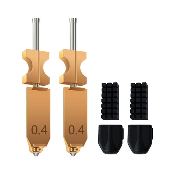 WAYANfor AD5X Upgraded 0.4mm Hotend Nozzles 2 Packs 3D Printer Assembled Extruder Kits- All Metal Hot End/Printhead Replacement with Detachable Nozzle, Extra 2PCS Silicone Sock+ 2PCS Nozzle Brush