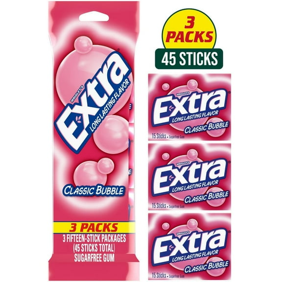 Extra Classic Bubble Sugar-Free Gum Multipack - 45ct - Pack of 2