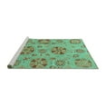 thumbnail image 2 of Ahgly Company Machine Washable Indoor Square Abstract Turquoise Blue Modern Area Rugs, 7' Square, 2 of 4