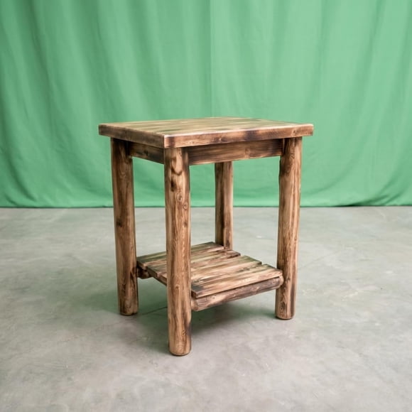 Table d'Appoint pour Sofa en Rondins - Fini Torché, Bois de Cèdre Massif, Rustique, Mortaise et Tenon, Amish Fabriqué à la Main aux É.-U.