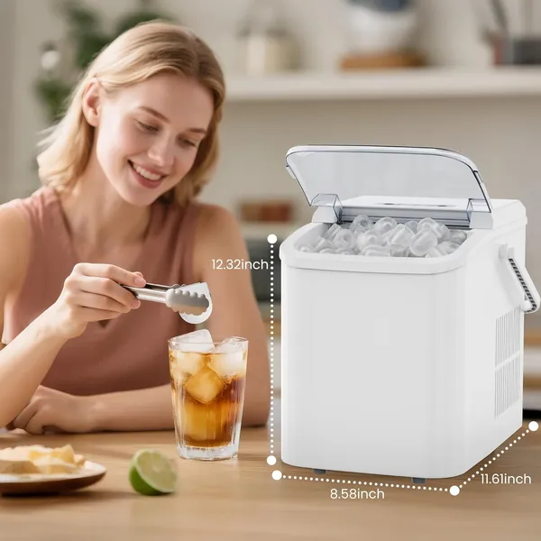 ZHICHUN Portable Countertop Ice Maker 26lbs/24H 6-Min Fast Ice Machine Self-Cleaning Quiet Design