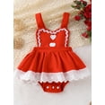 thumbnail image 2 of Infant Baby Girls Romper Dress Sleeveless Heart Print Lace Trim Hem Romper, 2 of 9