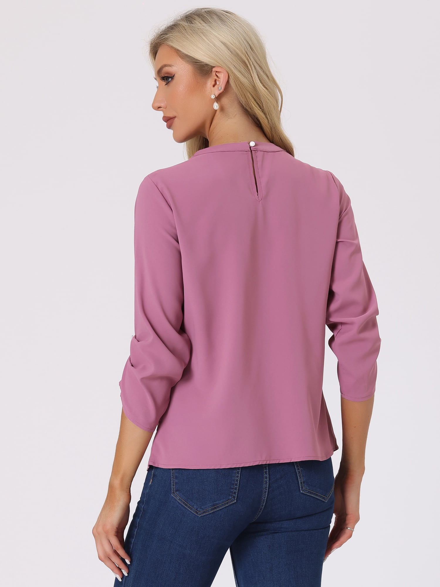 DARING DIVA Round Neck Keyhole Pleated Shirred Work Top XL Plum Purple