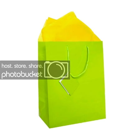 JAM Gift Bag Assortment, 2 Lime Green Bags & Yellow Tissue Paper, 3/Pack