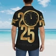 thumbnail image 4 of Honeii 2025 Happy New Year Print Men’s Hawaiian Shirt,Classic Button-Down Short Sleeve Shirt, for Beach, Vacation, and Outdoor Activities,Medium, 4 of 7