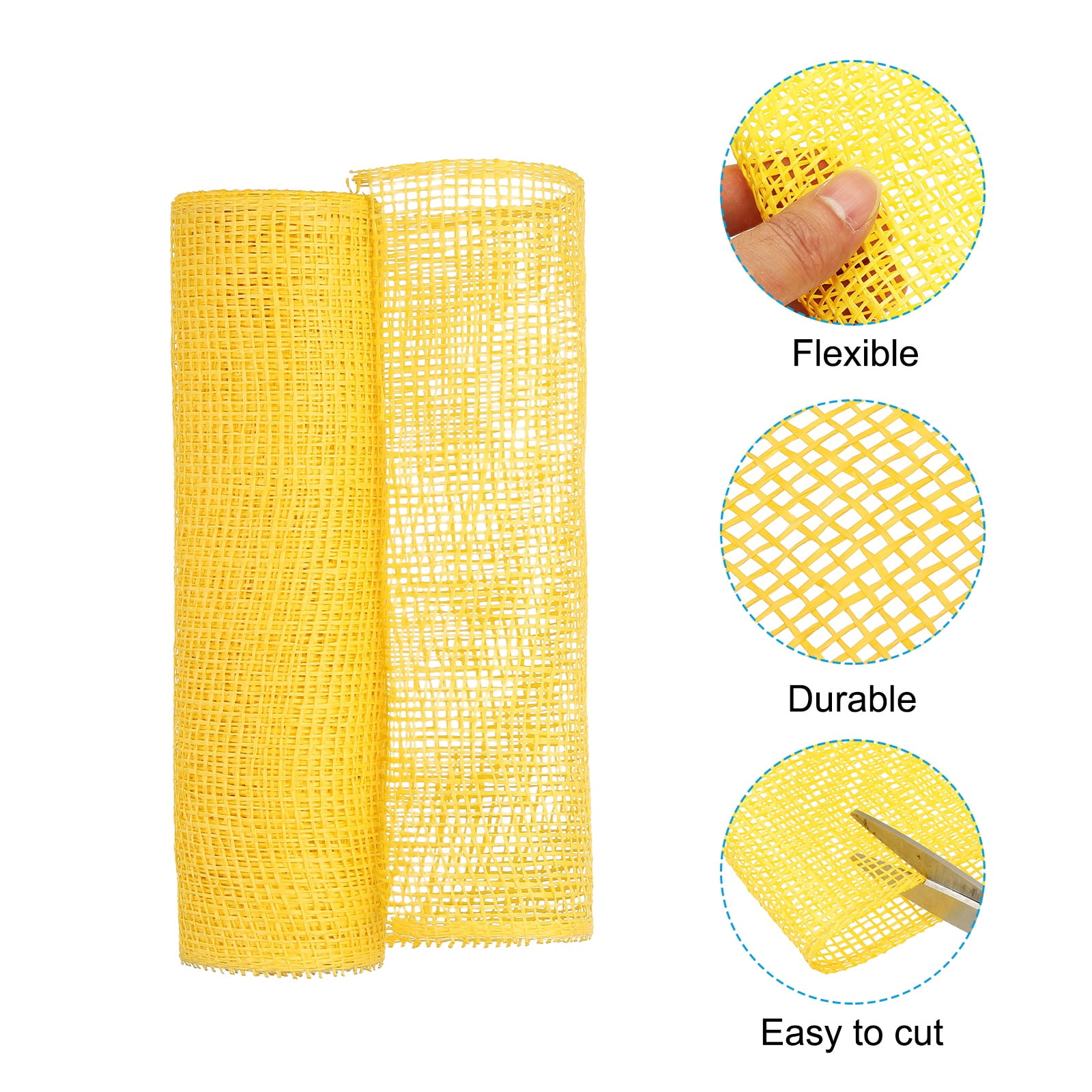 Uxcell 3 Pcs Decorative Mesh Ribbon, 10 Inch x 5 Yard Mesh Ribbon Roll Foil Metallic for Christmas Tree Wreath Decoration, Black/Yellow/Black Yellow