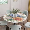 thumbnail image 5 of Spring Floral Succulents Round Tablecloth for 36-44 Inch Tables,Fitted Table Cover with Elastic Edge,Watercolor Botanical Summer Waterproof Outdoor Table Cloth Protector for Patio Garden Dinner, 5 of 9