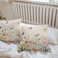 thumbnail image 6 of Throw Pillow Covers 16x16 Inch Set of 2, Wildflowers Waterproof Outdoor Pillow Covers, Spring Vintage Tulip Butterfly Floral Leaf Decorative Cushion Pillowcases for Couch, Sofa, Bed, Garden, Patio, 6 of 9