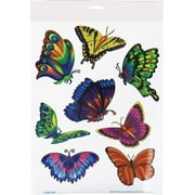 PMU Luau Butterfly Clings 12in x 17in Party Decoration and Accessory (8/sheet) Pkg/1