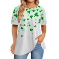 thumbnail image 1 of Pxiakgy Vente Chaude! T-Shirt Trèfle de la Saint-Patrick pour Femmes Chanceux Irlandais Manches Courtes T-Shirt Graphique Trèfle Mode Décontractée Col Rond Manches Courtes Imprimé Blanc TG, 1 of 6