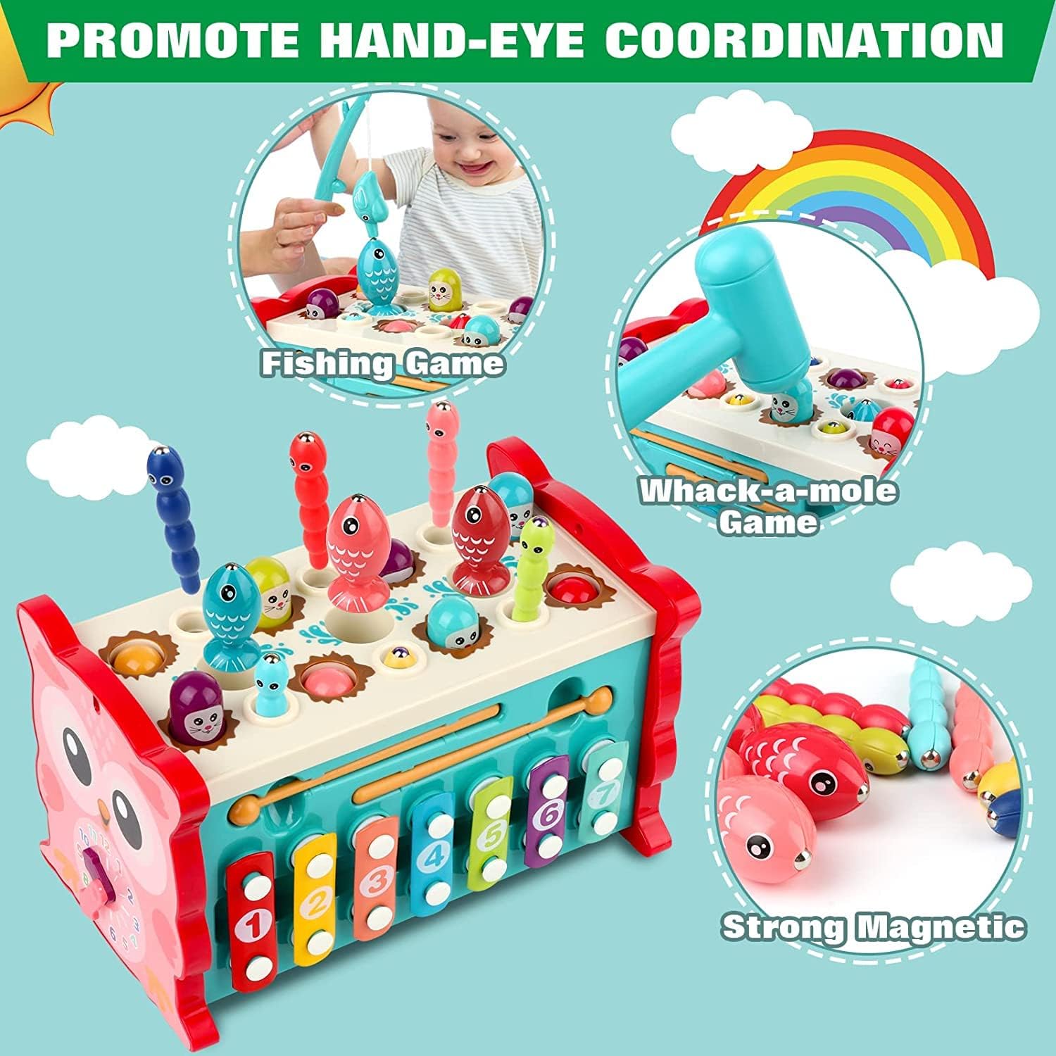 8 in 1 Montessori Learning Toys, Toddler Activity Cube Learning Toys for 1 2 3 Year Old Baby Sensory Developmental Toy, Fine Motor Skill Preschool Toddler Activities, Birthday Party Christmas Gifts