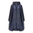 thumbnail image 4 of REORIAFEE Waterproof Coat for Women Women's Plus Size Long Hooded Raincoat Lightweight Waterproof Windbreaker Jacket Rain Jacket Coat Print Hooded Adults With Pockets Tops Dark Blue6, 4 of 5