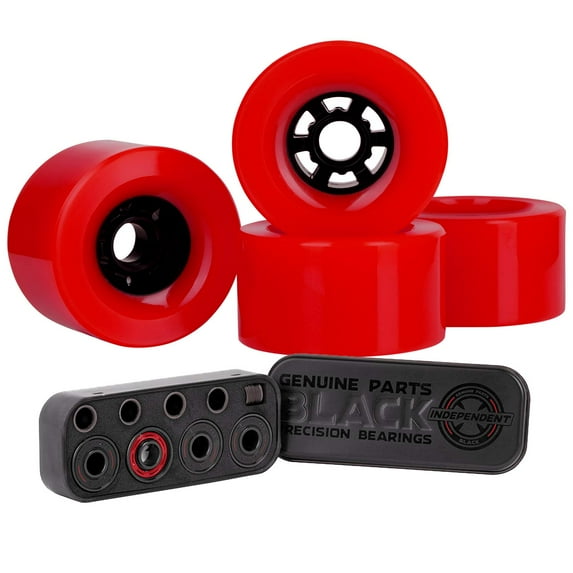Cal 7 Skateboard Wheels 83mm 78a with Independent Genuine Parts Precision Bearings (Red)