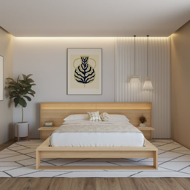 Nexera Lido Queen Size Extended Headboard with Integrated Shelves
