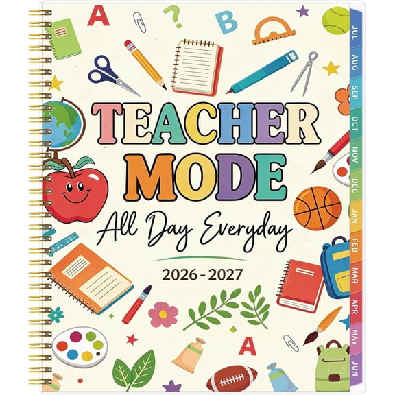 Teacher Planner 2026-2027, Teacher Planner for Academic Year, July 2026 - June 2027, Lesson Planner 2026-2027, Homeschool Plan Book, 8.5'' x 11'' with Tabs &Pocket, Flexible Cover, School Calendar