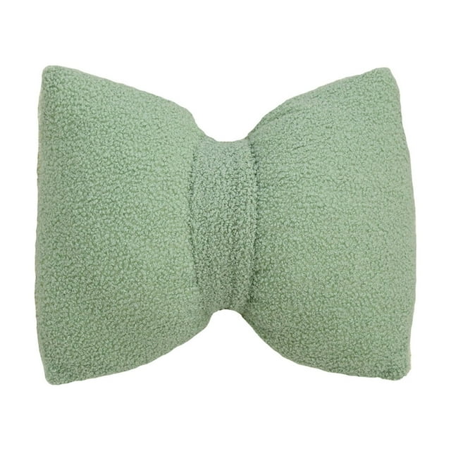Leodye 1PCS Linen Blend Bow Pillow - Solid Color Dual-use Lumbar Cushion, Mother’s Day Gift -16x12in