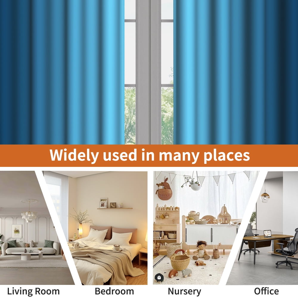 Lfeey Navy Blue Gradient Curtains, Room Darkening Curtains Set of 2, 52x84 inch
