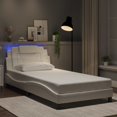 thumbnail image 3 of vidaXL Bed Frame with LED Lights White 100x203 cm Faux Leather, 3 of 5
