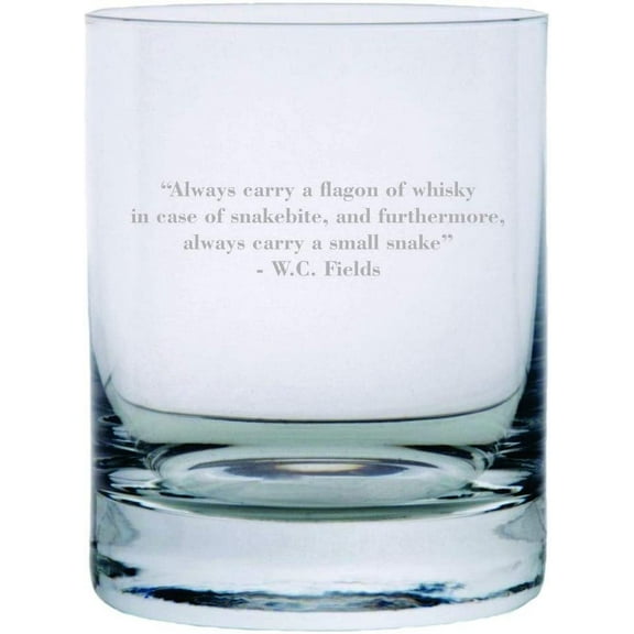 W.C. Fields Quote Etched Crystal Rocks Whisky Glass