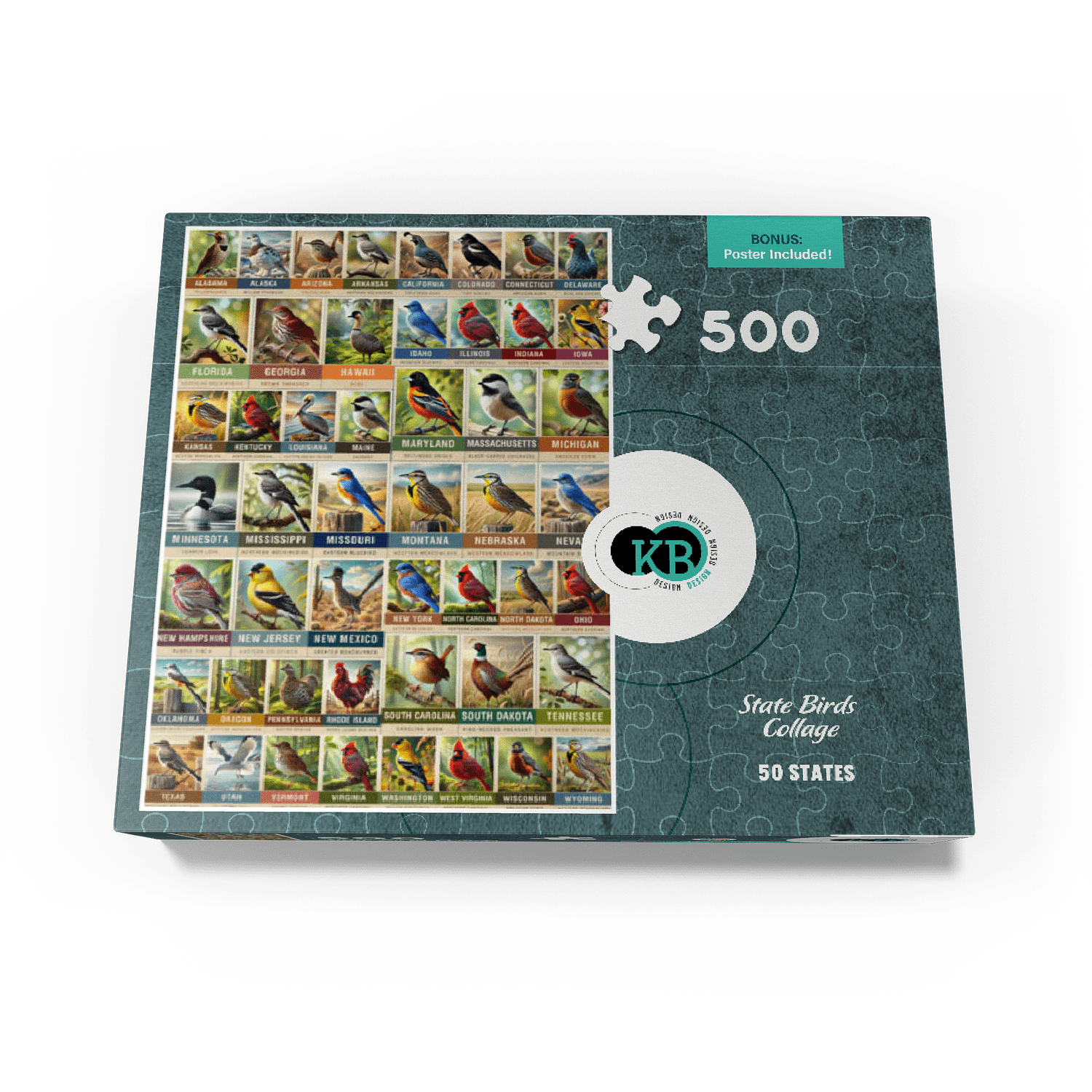 MyPuzzle - State Birds Series: 50 State Birds Collage, Vol.1 - Premium 500 Piece Jigsaw Puzzle for Adults