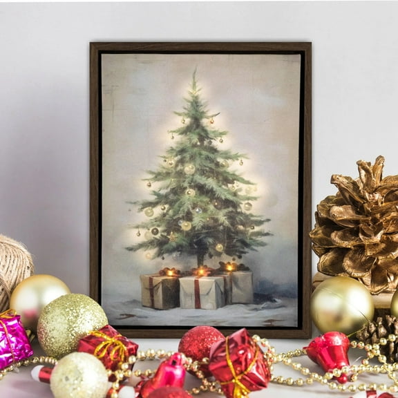 Vintage Christmas Tree Wall Decor,Christmas Wall Art,Christmas Decoration,Forest Wall Art Decor,Rustic Winter Holidays Wall Art,Print Unframed(11.8x15.7in,Christmas Tree with Lights)