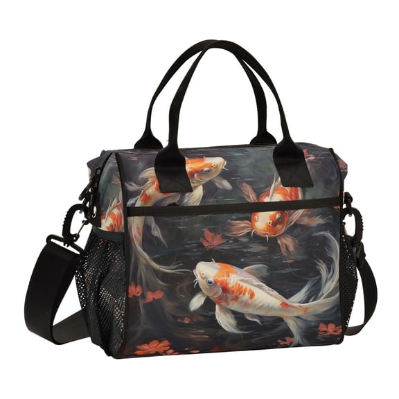Fish and Flowers Cooler Bag Lunch Bag Soft Cooler Cooling Tote Insulated Lunch Box for Adult Men Women