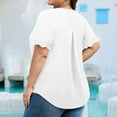 thumbnail image 6 of Sevevn Women's Plus Size Fashion Casual Pullover Short Sleeve V Neck Button T Shirt Blouses White XXXXL Savings Up to 30% Off, 6 of 6