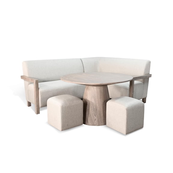 Sunny Designs 4-Piece Upholstered Breakfast Nook Set with Round Pedestal Table