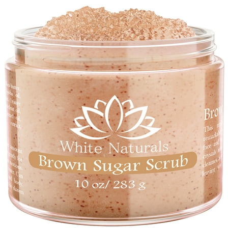 Brown Sugar Scrub, Organic Exfoliating Face & Body Scrub, Perfect Gift for Women, Revitalizing Sugar Scrubs for Women, Gentle Exfoliating Scrub by White Naturals 10 oz