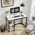 thumbnail image 4 of SINPAID Computer Desk 40 inches with 2-Tier Shelves Sturdy Home Office Desk with Large Storage Space Modern Gaming Desk Study Writing Laptop Table, White Desk, 4 of 4