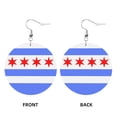 thumbnail image 2 of Round Leathe Dangle Earrings For Women Chicago Flag Style Circle Shape Drop Earrings Jewelry, 2 of 6