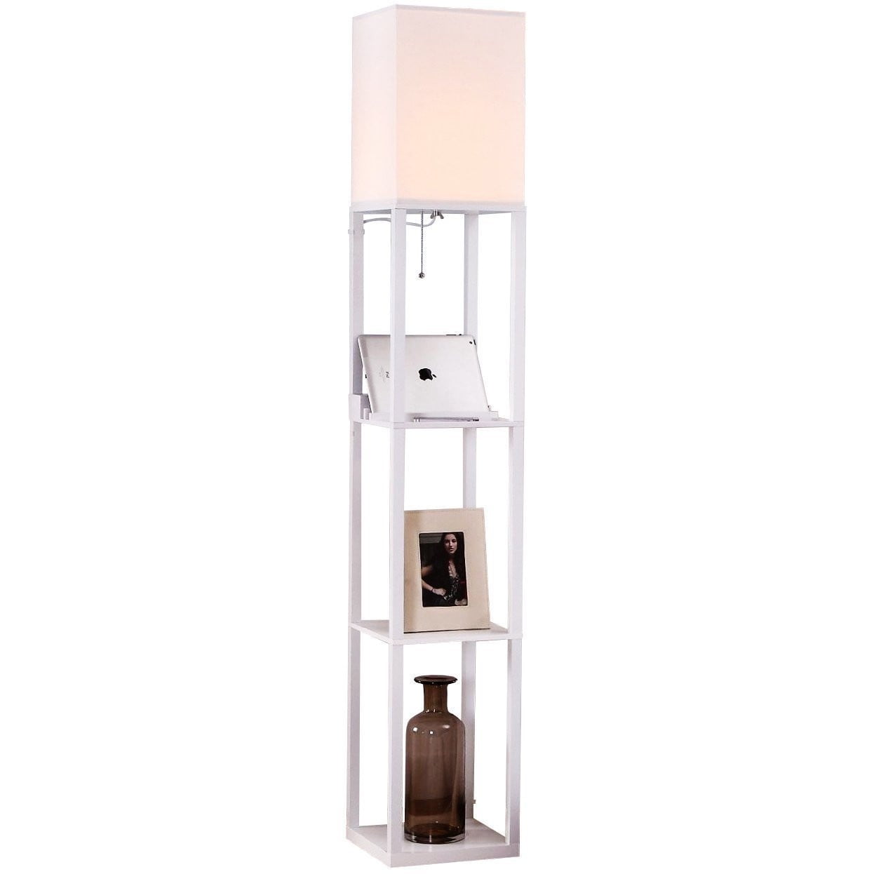 Brightech Maxwell Usb Shelf Floor Lamp Mood Lighting For Your Brightech Maxwell Usb Shelf Floor Lamp Mood Lighting For Your Living Room And Bedroom Shade Diffused Light Source In A Natural Wood Frame With