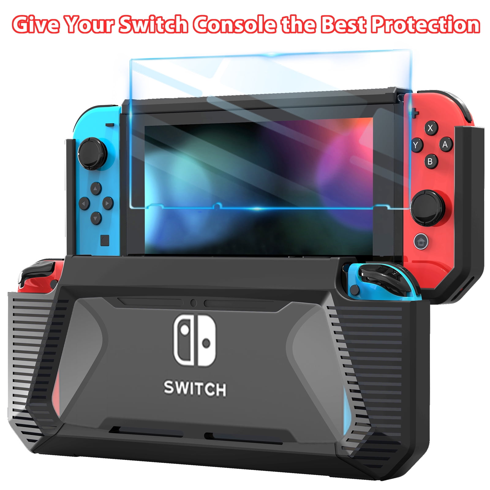  HEYSTOP Case Compatible with Nintendo Switch OLED Model 2021,  Dockable PC Protective Cover with Comfortable TPU Joy-Con Grip Case and 6  Thumb Stick Caps : Everything Else