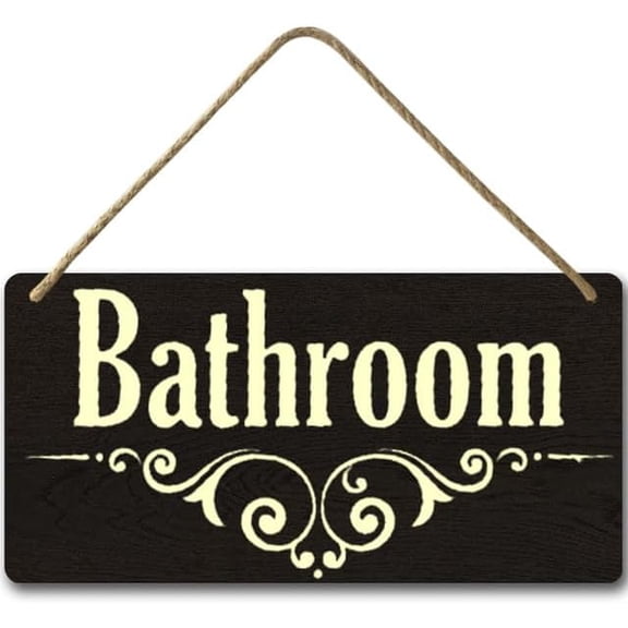 6x12 IN Bathroom Sign Wall Decor,Farmhouse Rustic Wood Bathroom Wall Restroom Wall Art,Bathroom Sign Door Accessories Wall Home Decor for Bathroom Living Room