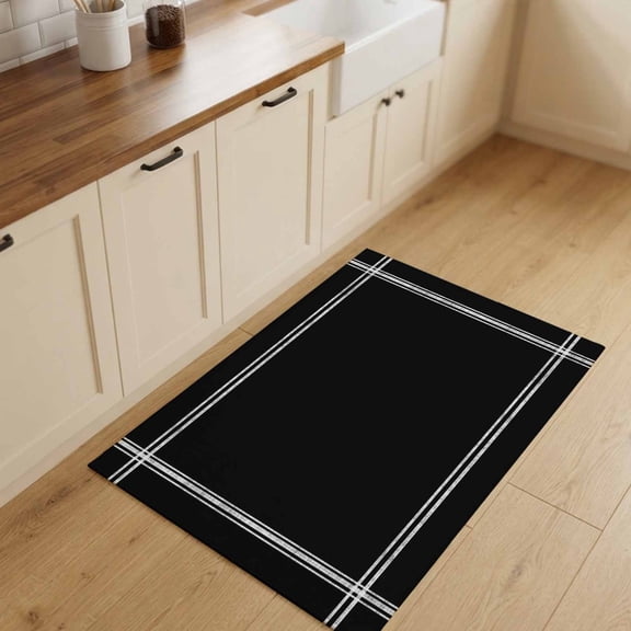 2x3ft Rectangle Rug,Black Washable Area Rugs Non-Slip Accent Rug Solid Color Soft Circle Carpet for Living Room Bedroom Home Office Decor
