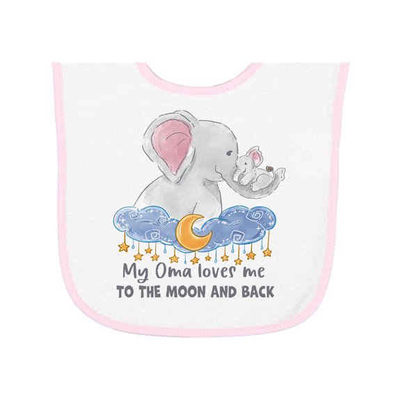 Inktastic My Oma Loves Me to the Moon and Back Elephant Family Baby Terry Cloth Bib