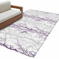 thumbnail image 2 of 3x5 Area Rugs, Purple Grey Branch Non-Skid Rubber Backing Large Rectangle Rugs - Living Room Bedroom Home Office, Spring Summer Pastoral Botanical Indoor Floor Mat Carpets Washable Rug, 2 of 9