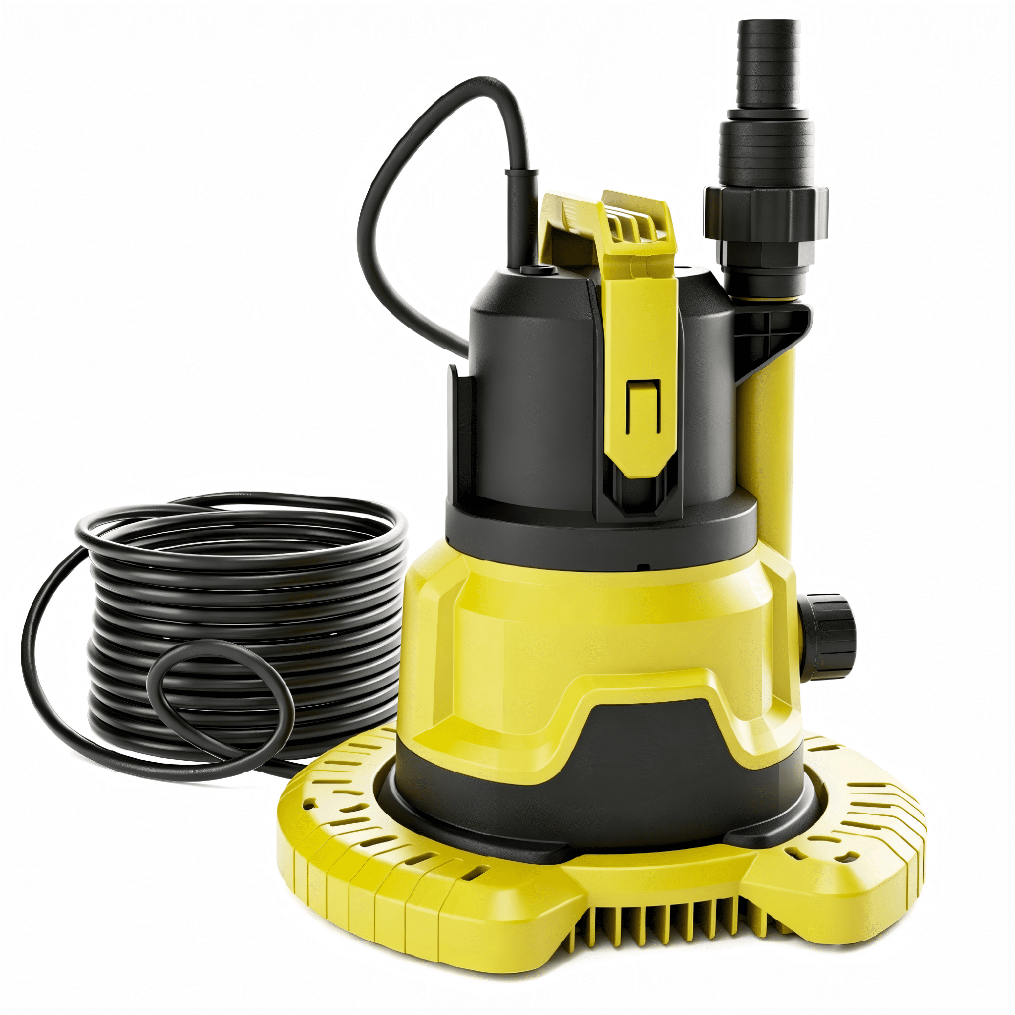 1HP Submersible Sump Pump, Upgraded Pool Cover Pump with Dual Water Outlets & Filter Net - 3500GPH Portable Electric Transfer Pump for Pool, Hot Tubs, Basement Floods, Yellow