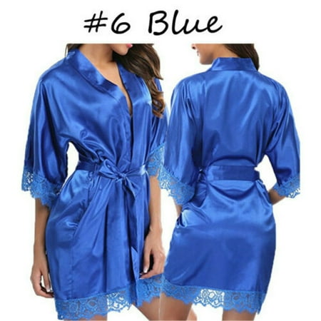 

FOCUSNORM Women Silk Satin Robe Camisole Pajama Dress