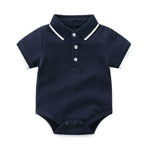 MIASHUI Baby Polo Onesie Summer Short Sleeve Romper Solid Color Outfits,Navy,12-18 Months